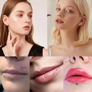 G23 <strong>Titanium</strong> Threadless Stud Earrings Septum Helix Earring Piercing Jewelry Gold Plated Labret Lip Ring 16/<strong>18</strong>/20G - Product Image 6