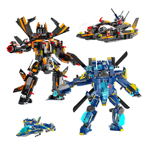 フォーインワンDIYビルディングブロック機械変換カーロボットDIYビルディングブロック子供のおもちゃ男の子セットビルディングブロックおもちゃDIY - Product Image 1