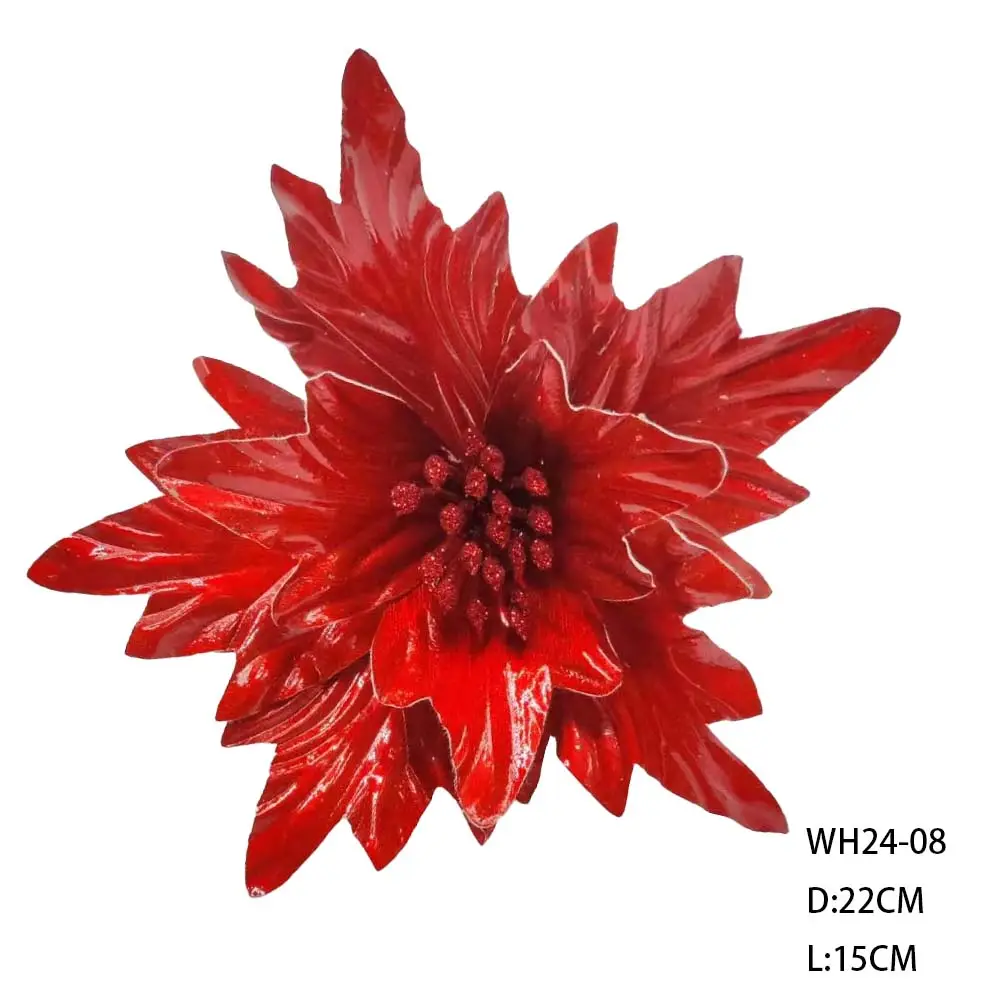 뜨거운 판매 22cm 인공 크리스마스 꽃 장식 꽃 장식품