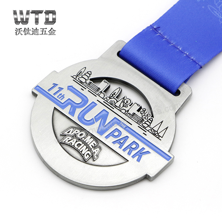 WTD Custom Metal zinc alloy die casting running whole medal 5K run gold medal