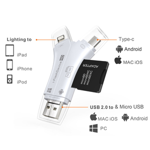 读卡器 4 合 1 otg闪存盘USB Micro SD TF读卡器适配器为iPhone iPad macbook Android相机Tpye C - Product Image 2