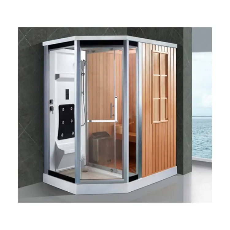 Bagno per 2 persone in legno ozono bagno a vapore umido doccia e Sauna a secco combinazione con stufa Sauna Harvia