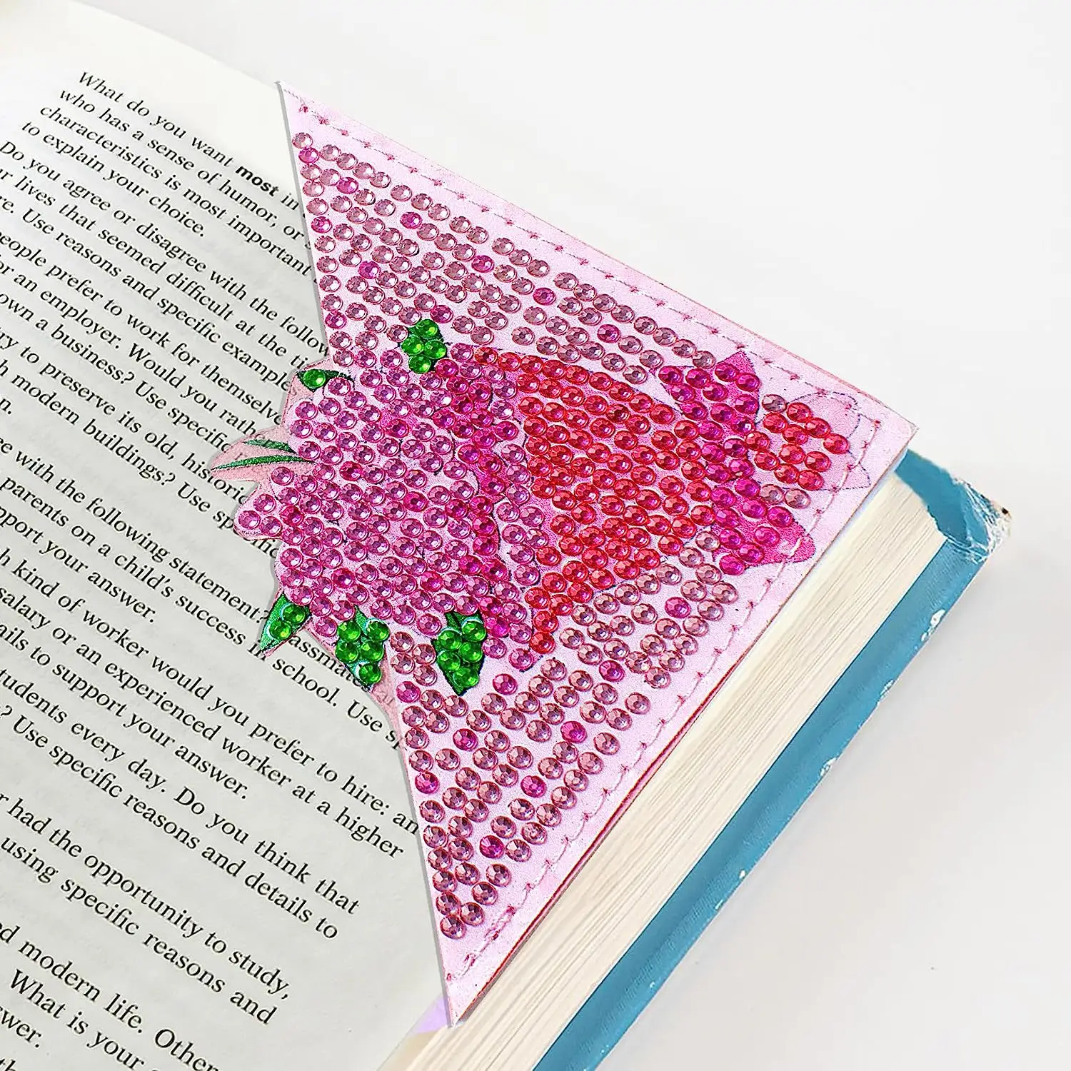 5D DIY हीरा पेंटिंग बुकमार्क थोक हीरा हस्तनिर्मित फूल कोने चमड़े के बुकमार्क