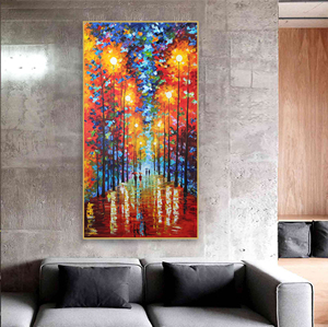 鮮やかな木カラフルな抽象的な風景画通りを歩くカラフルなアートワーク - Product Image 4