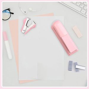 ชุดเครื่องเขียนเครื่องเย็บกระดาษสีชมพูชุดเครื่องเขียนที่เย็บ1000