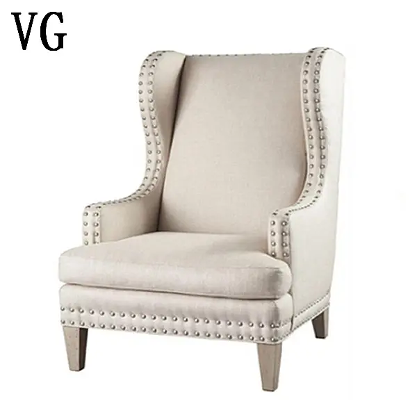 Soft Comfortable Wooden Leisure Chair Modern Upholstered High Wing Back Chairs Sales