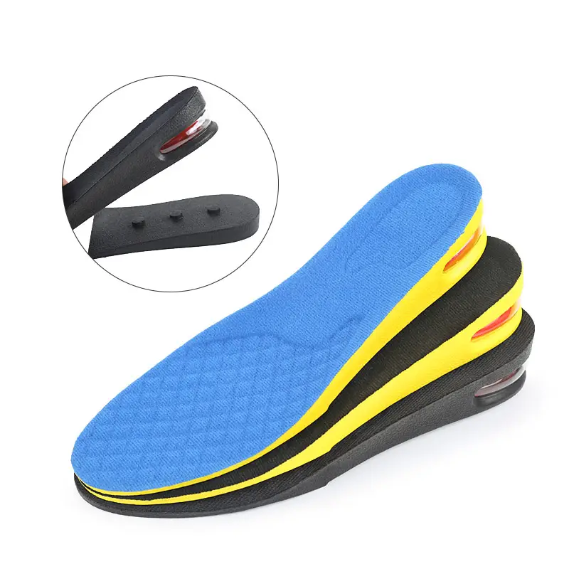 Palmilha de camada dupla com sola interna de 5 cm, esportiva invisível masculina, aumento de altura, absorção de choque, palmilha completa para esportes e caminhadas