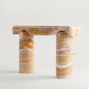 โต๊ะคอนโซลหินอ่อน Calacatta Viola งานศิลปะรูปปั้นหินแข็งตารางห้องโถงสำหรับการตกแต่งแกลเลอรี่และสตูดิโอ - Product Image 4