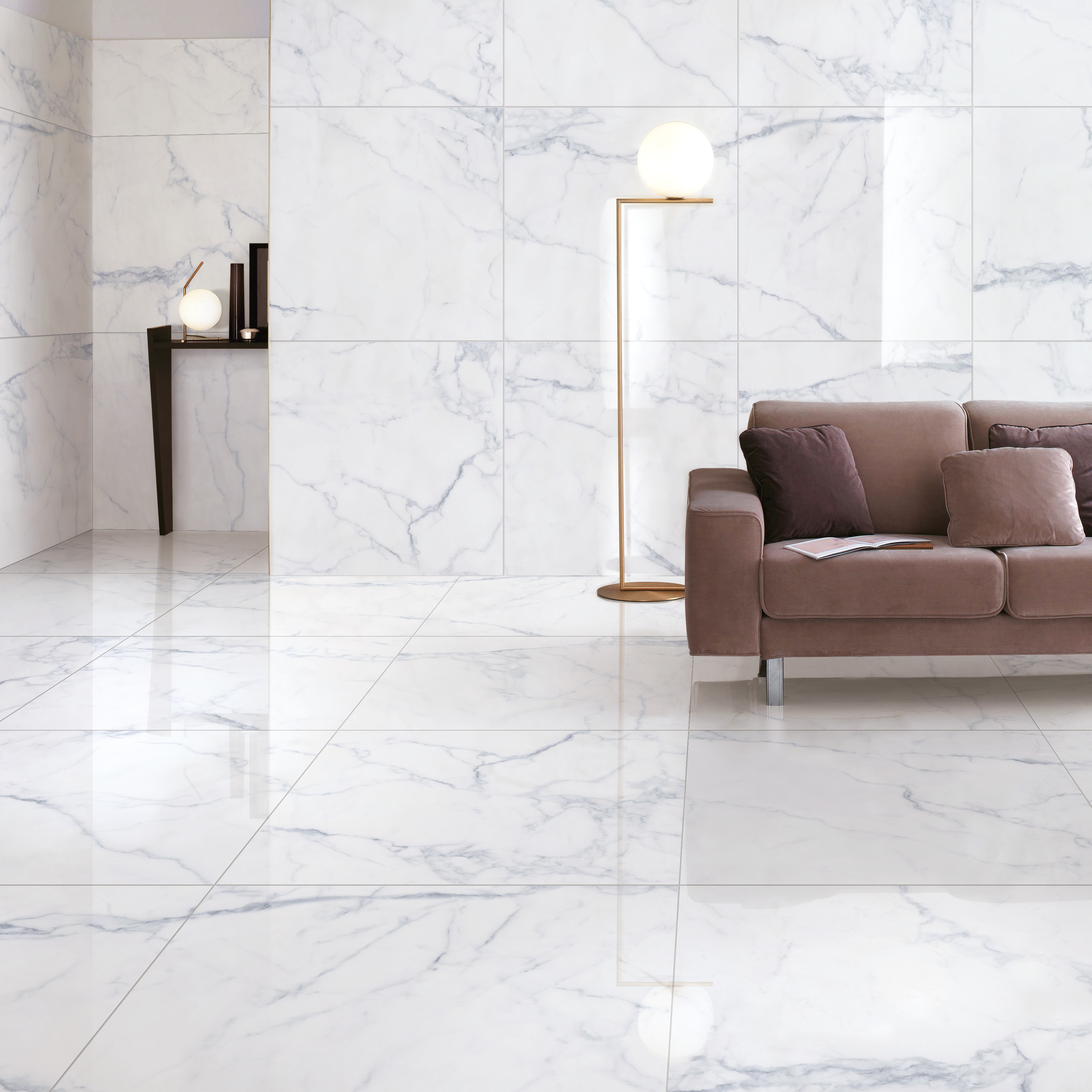 Carrara  Soft Polished Glazed Porcelain Floor Tile on sale 600x600mm