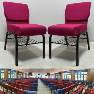 Atacado Barato Metal Frame Intertravamento Cadeiras Tecido Acochoado Novo Design Igreja Cadeira Para Venda