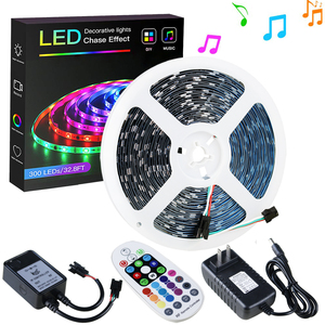 ชุดไฟเส้น Led อัจฉริยะพร้อมรีโมท44ปุ่ม,ตัวรับสัญญาณ RF และอะแดปเตอร์ไฟ5050 5ม. 12V 5V DC สีเต็มจอ - Product Image 1
