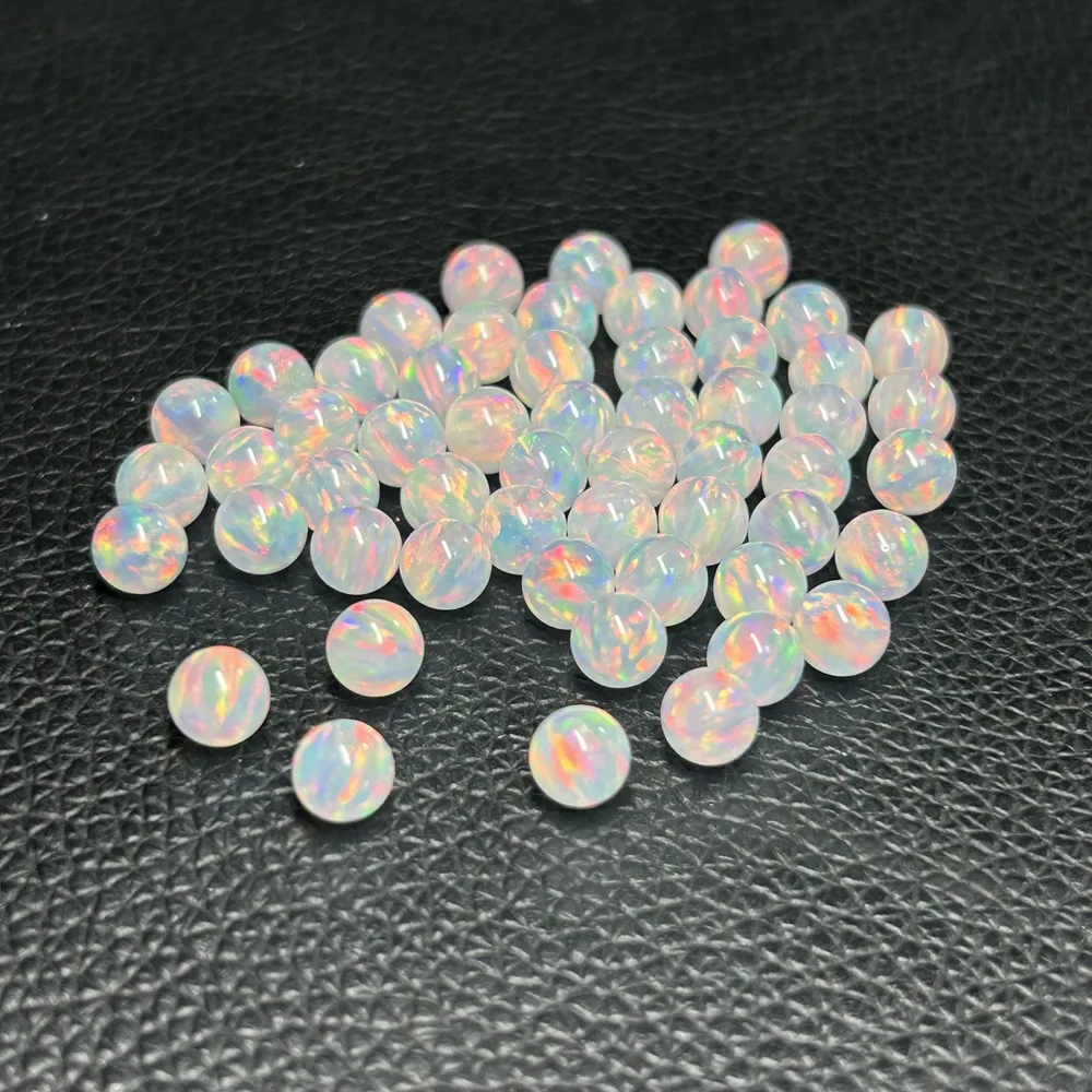 HQ gemme OP534 creato opale perline 3 4 5 6 8 10mm perline di opale bianco trasparente per la creazione di gioielli orecchino di moda