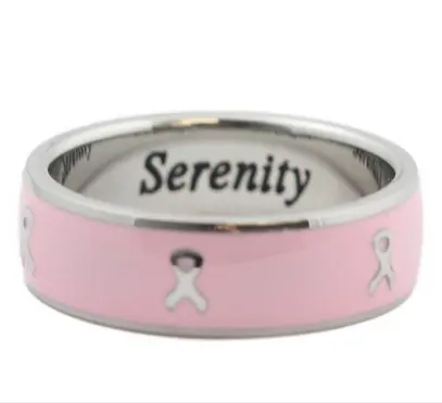 Anello regalo alla moda, logo personalizzato gratuito anello di consapevolezza del cancro al seno nastro rosa anello per cancro regali sopravvissuti al cancro