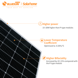 מכירת bluesun sellon 600w 610w לוחות סולאריים טופוקון ביו-פנים סולאריים מסחריים