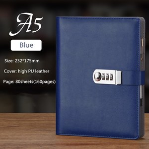 Cuaderno de negocios A5 personalizado con cubierta de cuero, diario de estudiante universitario simple, Bloc de notas de oficina de hojas sueltas, logotipo de bloqueo de contraseña - Product Image 4