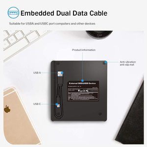 USB 3.0 Type C <strong>CD</strong>/DVD <strong>ROM</strong> +/-RW Adapter 5 in 1 External DVD Drive Player <strong>CD</strong> Drive Burner for Laptop <strong>PC</strong> Desktop Computer - Product Image 4