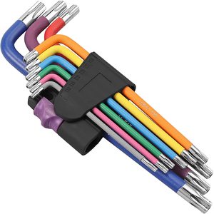 9pcs Hardened 2 4 6 8 10 mm Hole Colored Folding Hexagon Universal Color Star <strong>Hex</strong> <strong>Keys</strong> Set Torx and Ball End Allen <strong>Key</strong> Wrench - Product Image 1
