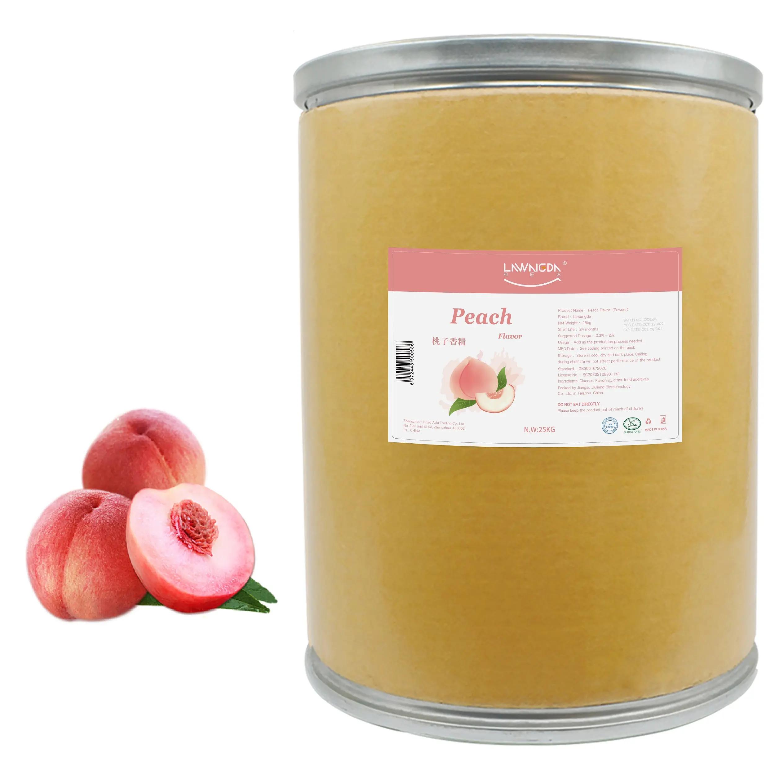 Halal saftiger Pfirsich Geschmack Pulver für Saft Getränke Getränke Joghurt Pudding Marshmallow