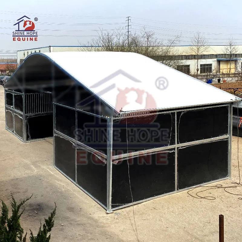 Steel structure HDPE panel horse stable stall portable horse stable door with optional roof