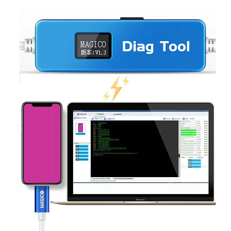 Magico-Herramienta de modo DFU Diag para iPhone, iPad, caja púrpura, modo púrpura automático, Cable DCSD para leer escribir datos Nand