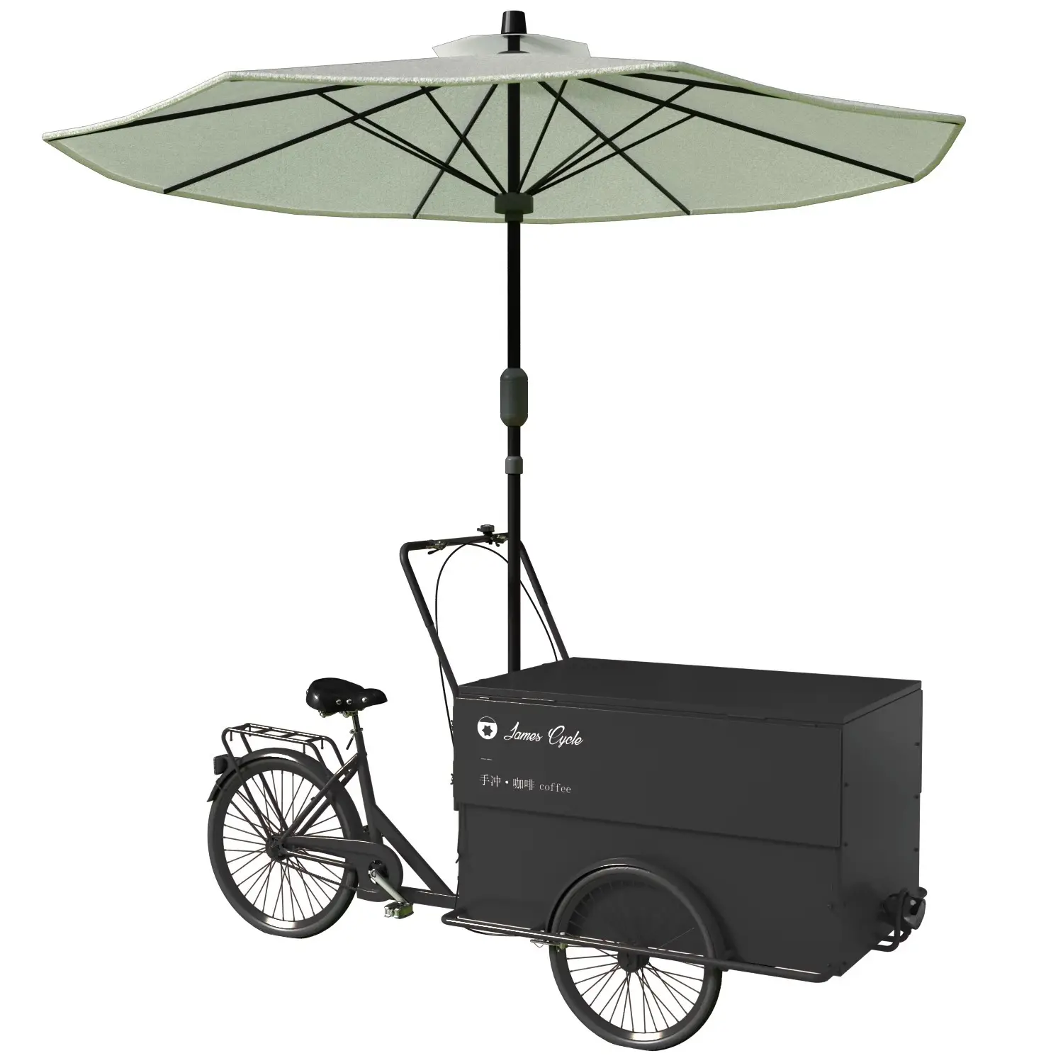 Mobiler Dreirad-Lebensmittel wagen mit mobilem Lebensmittel wagen für Regenschirm automaten