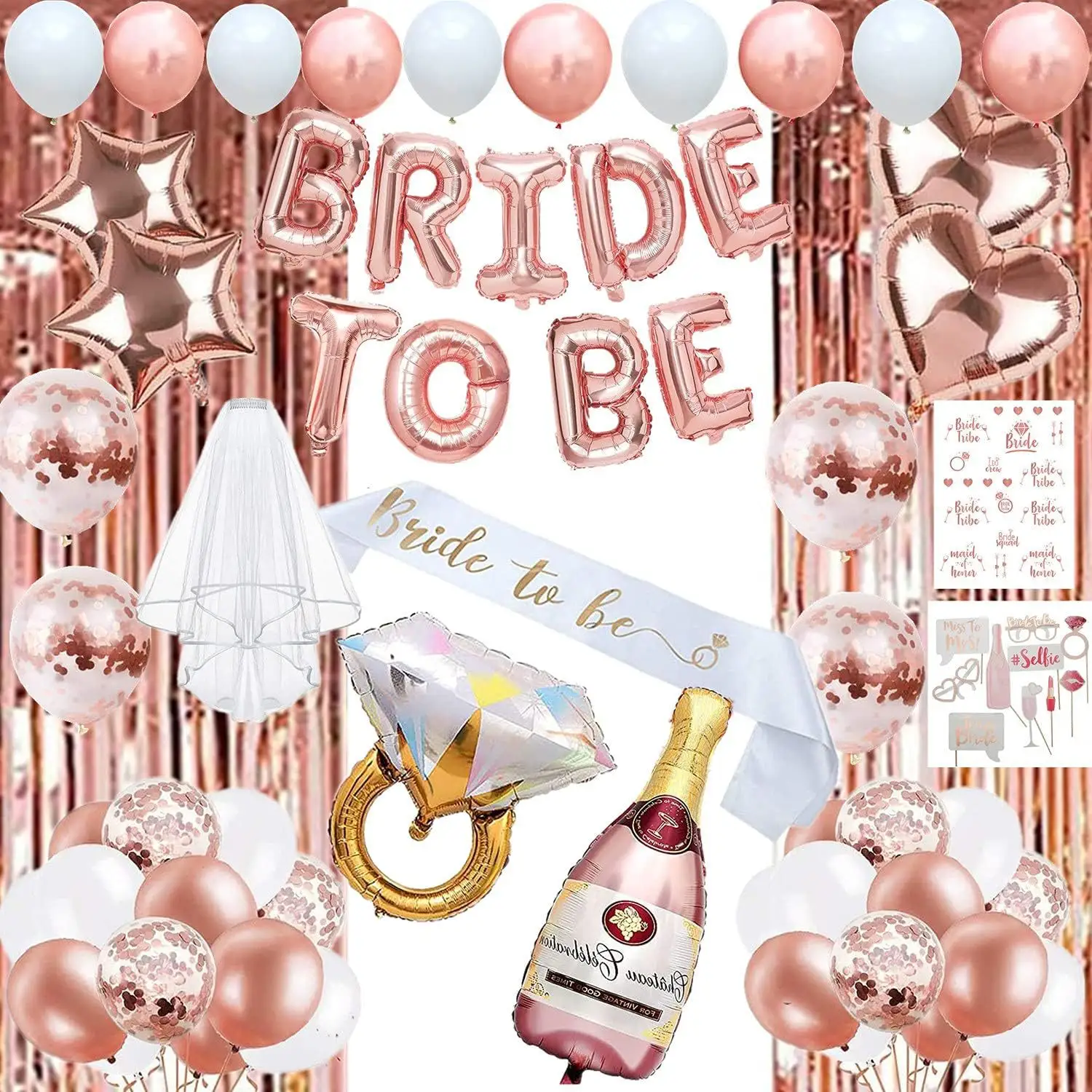Team Bride Bachelorette Party Sets Single Girl Party Decoration Rose Gold Balloons Set Bride To Be Bride's Wedding Single Party