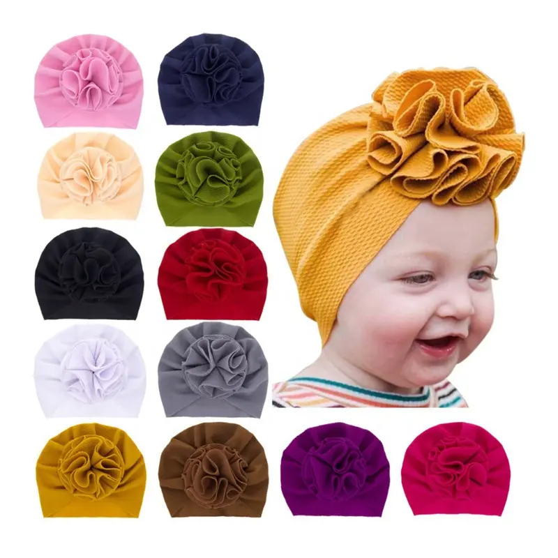 Ms-128 Baby Beanie Hat Acessórios para o cabelo Solid Flower Turbante Cap Kids Children Infantil Newborn Baby Head Bands para Girls Boys Kid