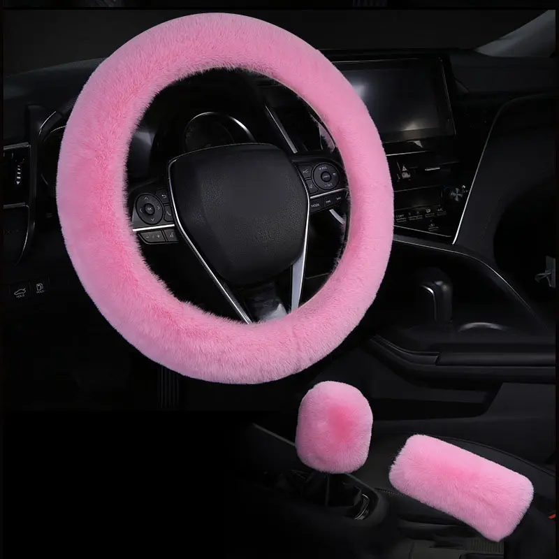 NOUVEAU Volant de voiture universel de haute qualité Ensemble de couvertures en fourrure d'hiver Accessoires de voiture Housses de volant