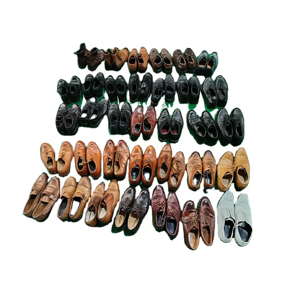 Sapatos casuais de couro legítimo premium 100% grau A para homens, calçados casuais de segunda mão, grãos completos, atacado genuíno