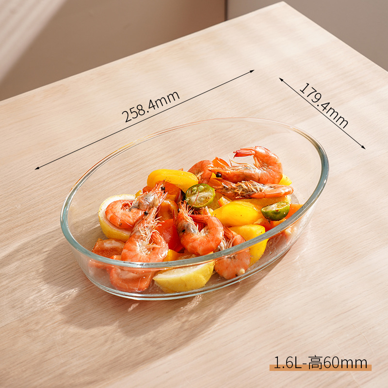 Ellipse 1.6l-plat de cuisson en verre à haute teneur en borosilicate