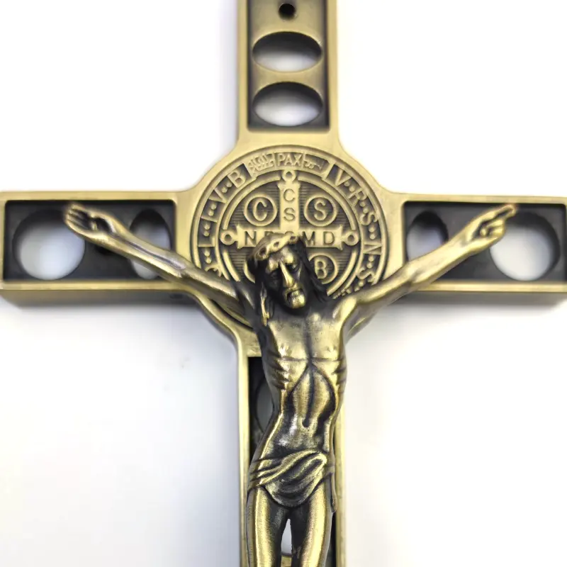 Cruz de Jesús, decoración de pared, colgantes de pared religiosos, crucifijo de Cristo de metal