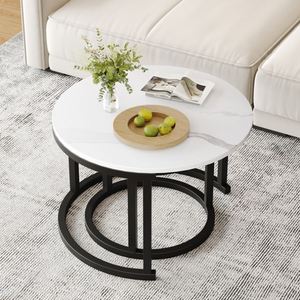 Bent Black Gold Metal Side Mdf Wood Contemporary Round Nesting Coffee <strong>Table</strong> Nest of <strong>3</strong> <strong>Table</strong> <strong>Set</strong> Nesting <strong>Table</strong> - Product Image 2