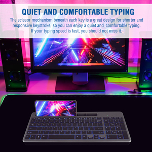 Teclado mágico de gama alta de nueva versión con interruptor de tijera retroiluminado LED 2,4G Interfaz inalámbrica BT teclado de computadora dividido en inglés - Product Image 3