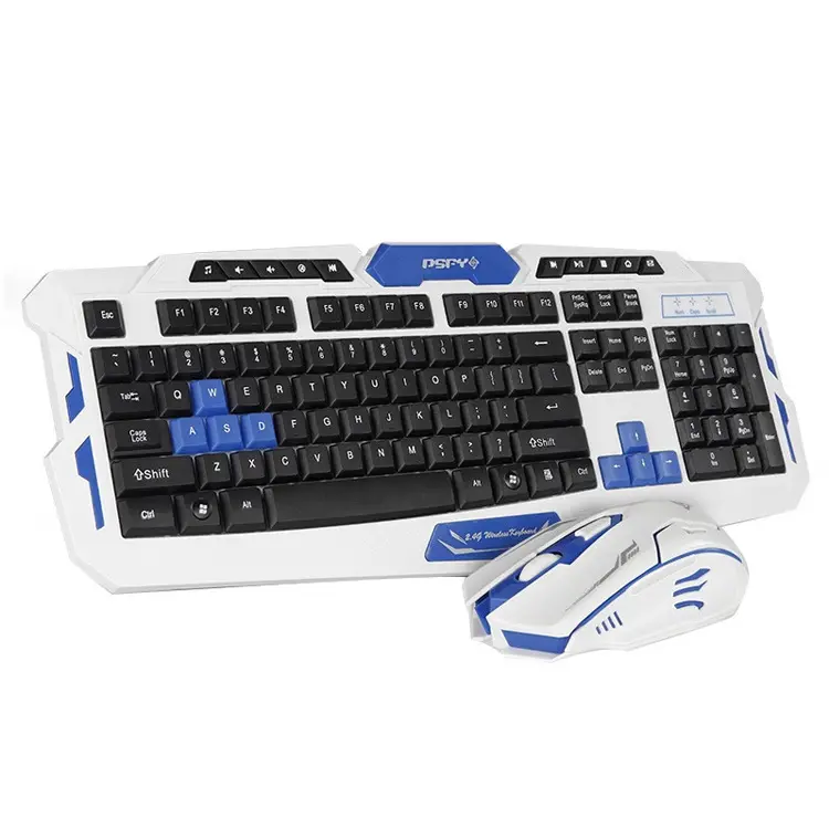Juego de teclado y ratón inalámbrico, accesorios de color azul, rojo, blanco y negro, 2,4g, Bluetooth