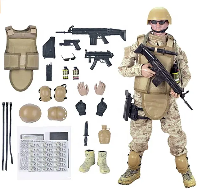 Figurines d'action en plastique réalistes de 12 pouces de soldats militaires américains des Forces spéciales de l'armée