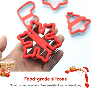 Giáng sinh Cookie cắt đặt Silicone + thép không gỉ kim loại Halloween Cookie cắt hình dạng-Bông Tuyết Sao cây vớ - Product Image 5