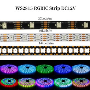 12V WS2815個別にアドレス可能なLEDストリップ5050RGB 5m 30 60 144 LED 1メートルあたりブラックホワイトPCB IP30 IP65 IP67スマートライト - Product Image 6