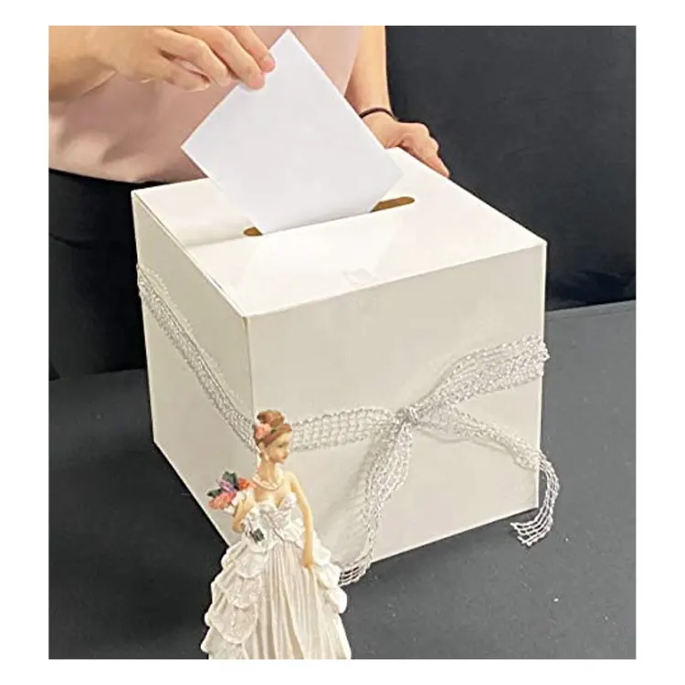 Scatola bianca della busta della carta dei contenitori dei soldi di nozze di 6*6*6 pollici per la reception