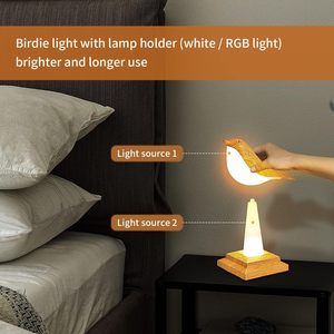 Noel hediyeleri başucu Rechargered kuş başucu gece lambası dokunmatik sensör uzaktan RGB tabanı ile kablosuz LED masa lambası - Product Image 4
