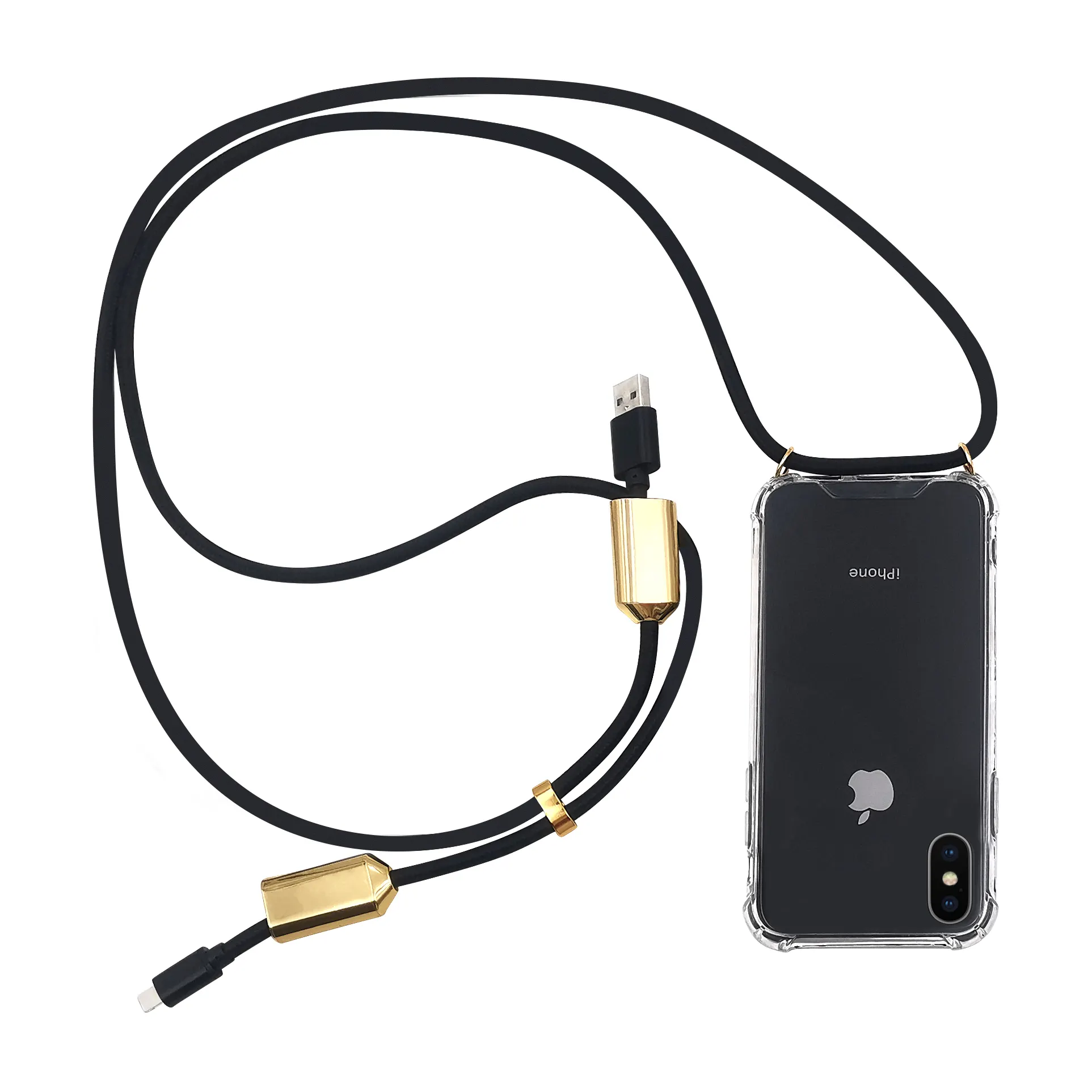 TENCHEN, gran oferta, cable de carga USB, correa para el cuello, carcasa de teléfono, cordón de datos de carga USB, funda de teléfono cruzada para iPhone