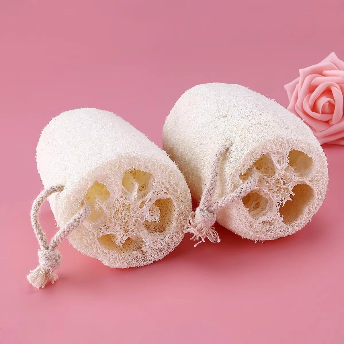 Éponge loofah blanche D5/7cm, H 10cm