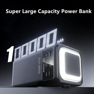 พาวเวอร์แบงค์ความจุขนาดใหญ่100000มิลลิแอมป์ต่อชั่วโมง22.5วัตต์ชาร์จเร็วพร้อมที่จับในตัวสายชาร์จไฟ LED กลางแจ้งแบบพกพา4เส้น - Product Image 4