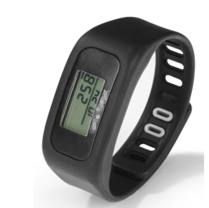 Nuevo diseño 3D LCD pantalla digital deporte silicona pulsera podómetro con retroiluminación