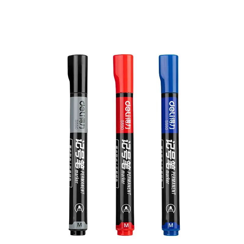 容量を増やしたデリSK109マーカーペン黒赤青合計3つの防水非退色油性ビッグヘッドマーカーレッド