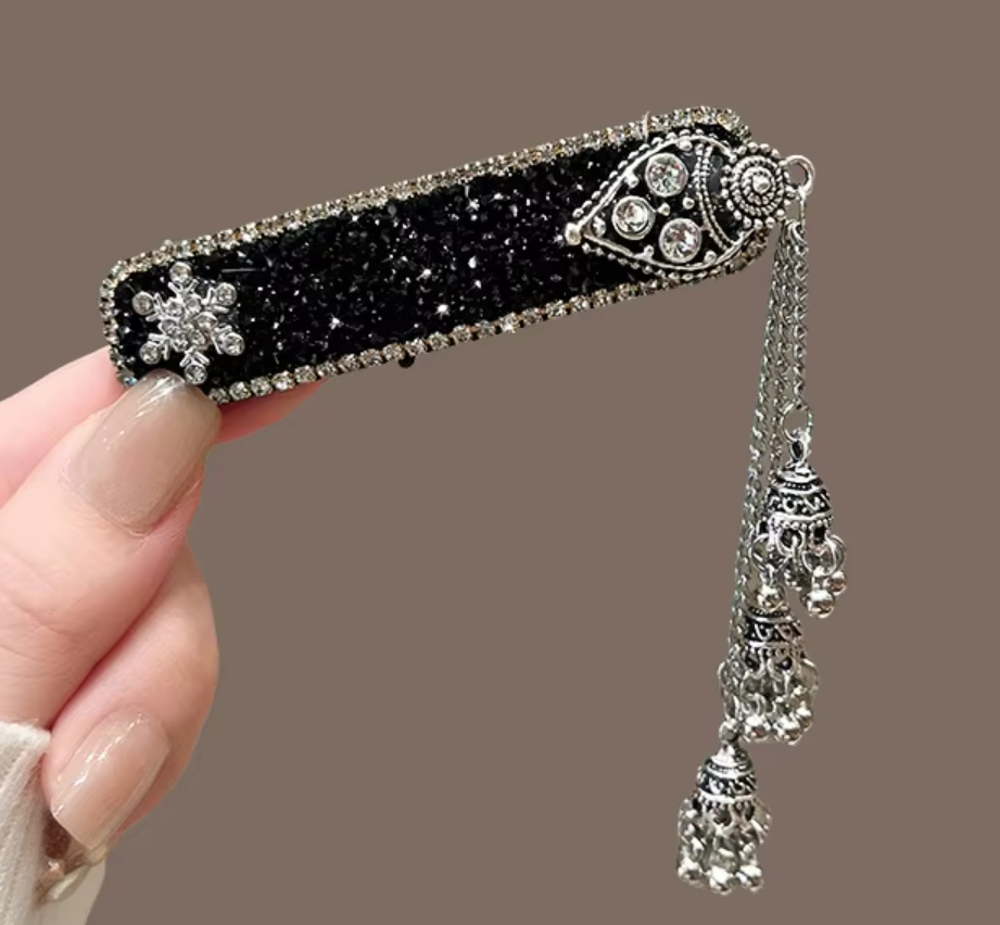 Clip bb cloche diamant étincelant noir