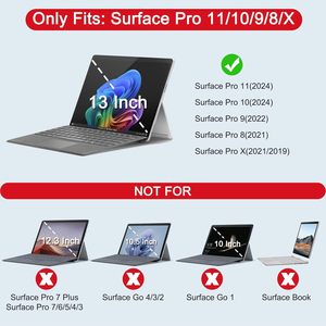Couro do plutônio para Microsoft Surface Pro X 8 9 10 11 Teclado para substituição do tipo da tampa do teclado sem fio Microsoft