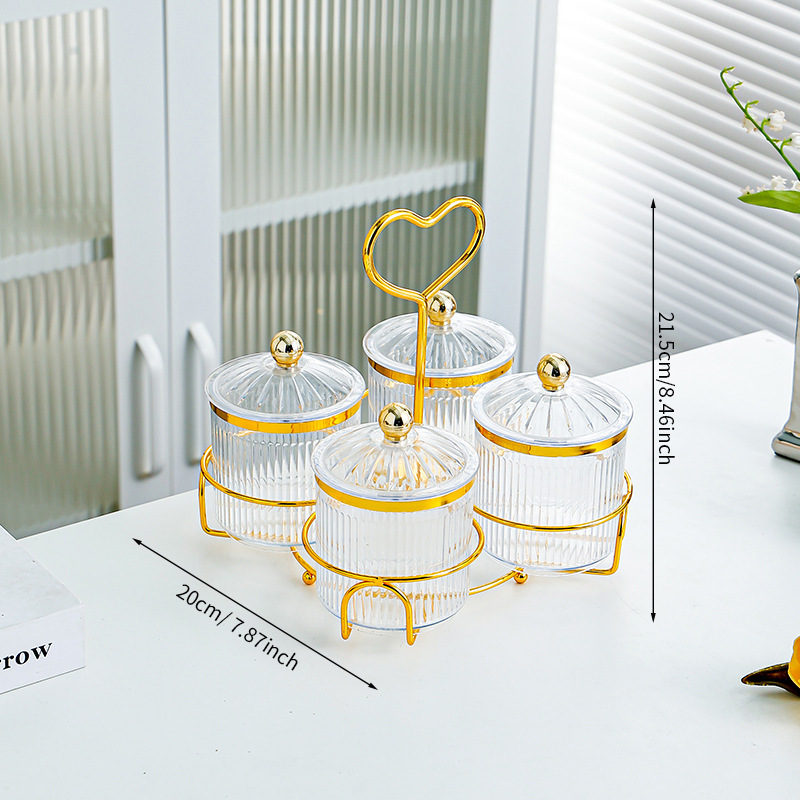 Transparent 4-Can Diamond Cap Heart-Shaped Stand
