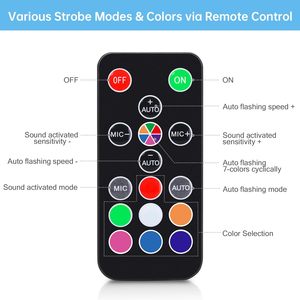 Mini LED çakarlı lamba RGB 48 uzaktan kumanda ile LED Strobe lamba ses aktif parti işıkları 7 renk flaş sahne aydınlatma - Product Image 3