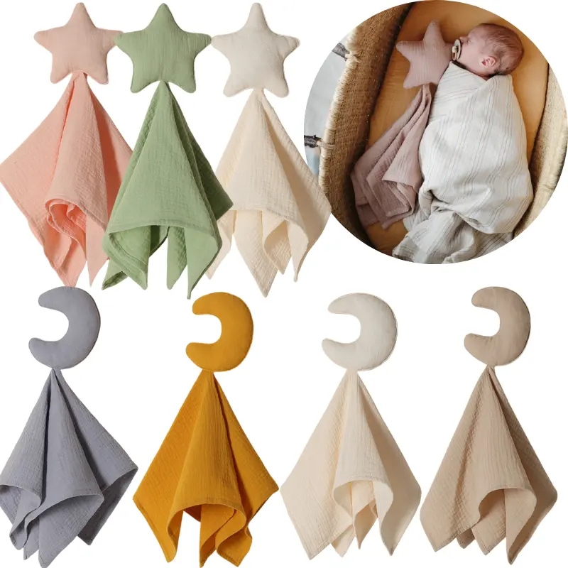 Neugeborene 100% Bio-Baumwolle Moon Star Toy Ins Baby Tröster Schöne Kuscheln Musselin Sicherheits decke Beruhigen Sie das Appease Handtuch