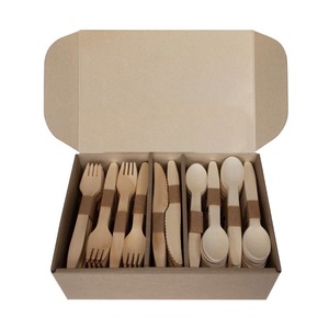 定制标志一次性木制汤勺安全使用容易泄漏单次使用木制餐具 - Product Image 1